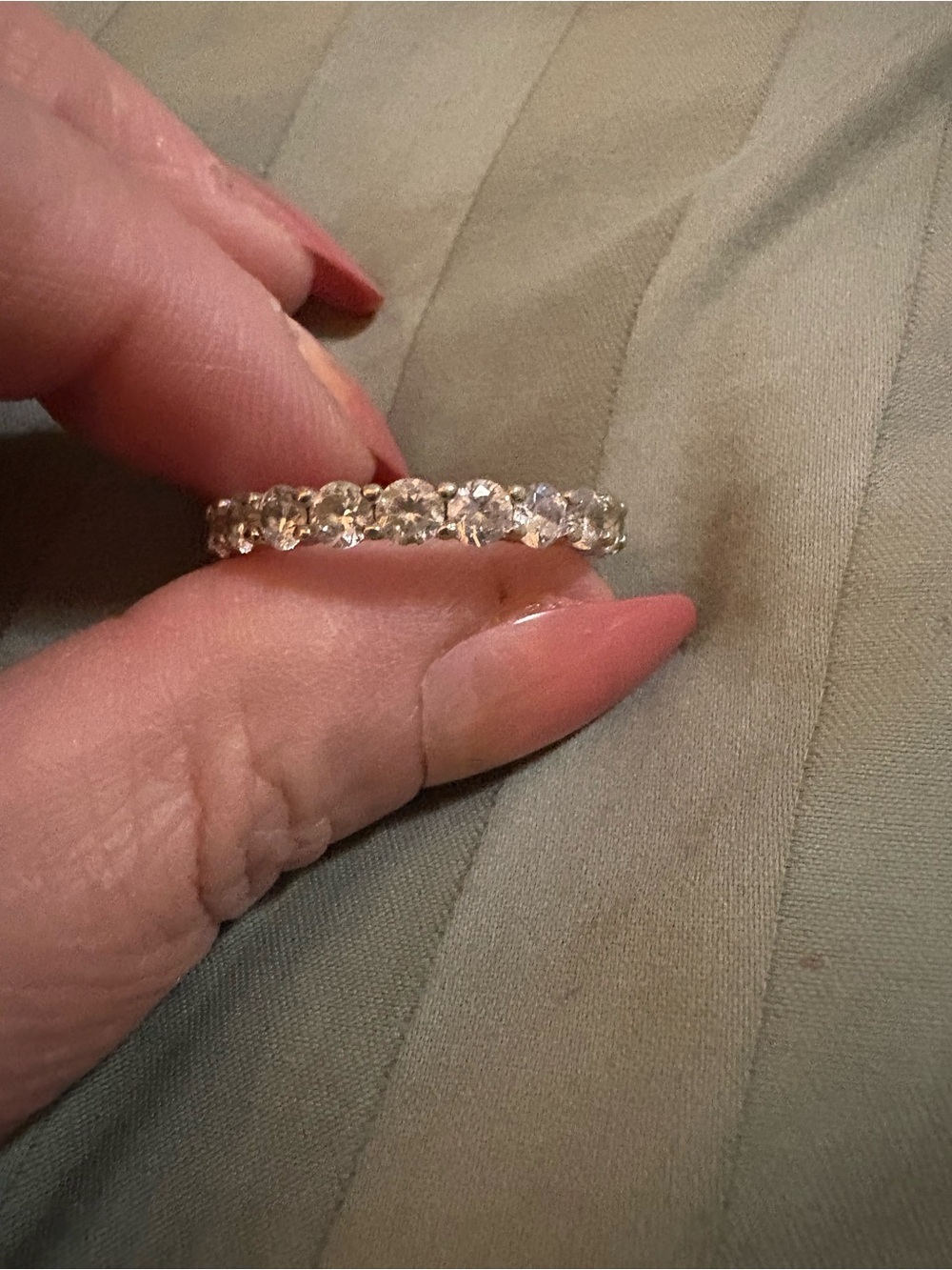Sparkling Crystal Eternity Band - Silver tone